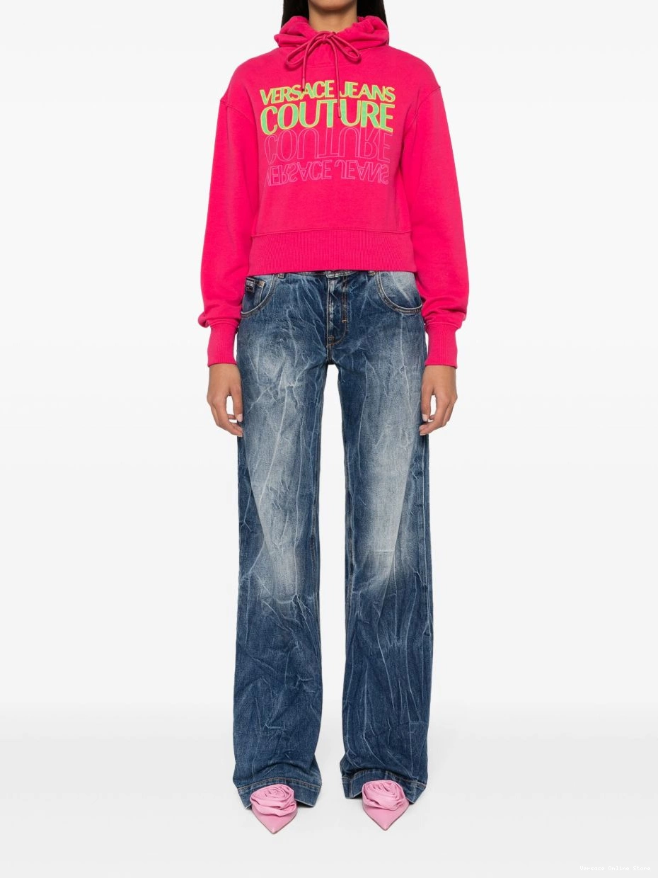 Affordable cropped sweatshirt Women Down Upside Jeans Couture Versace 0407